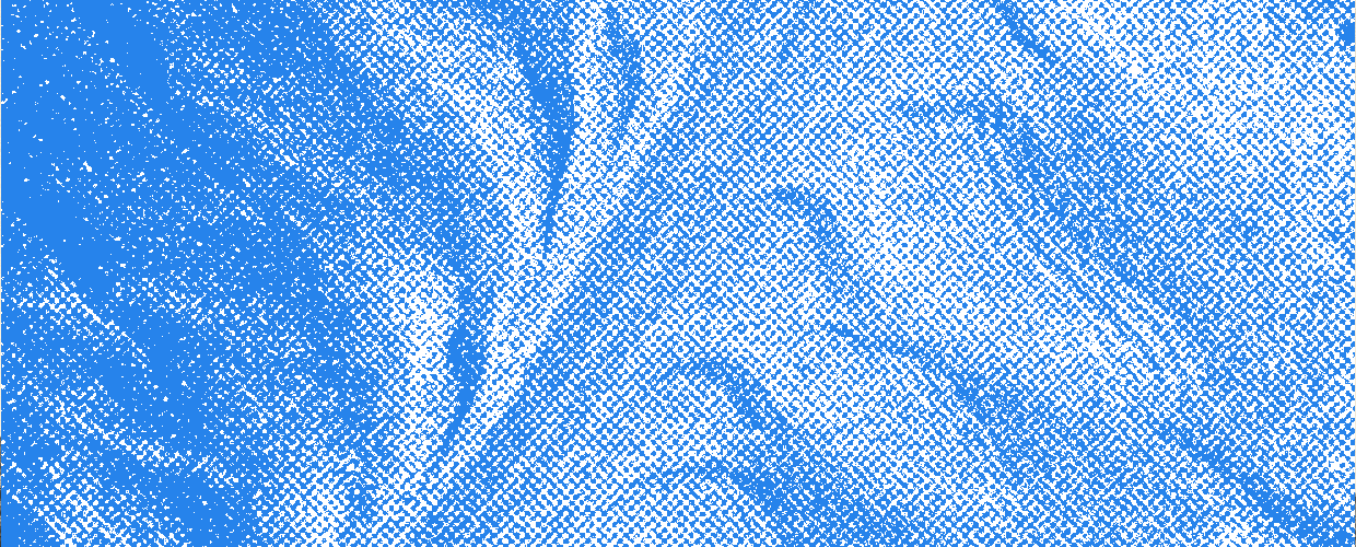 Swirling currents seen from the air, rendered as a blue halftone